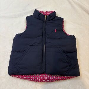Ralph Lauren Toddler Down Puffer Vest Girls pink & Blue 2T